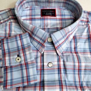 UNTUCKit Muller Mens XX Large‎ Blue Red Plaid Long Sleeve Button Down Shirt NWT